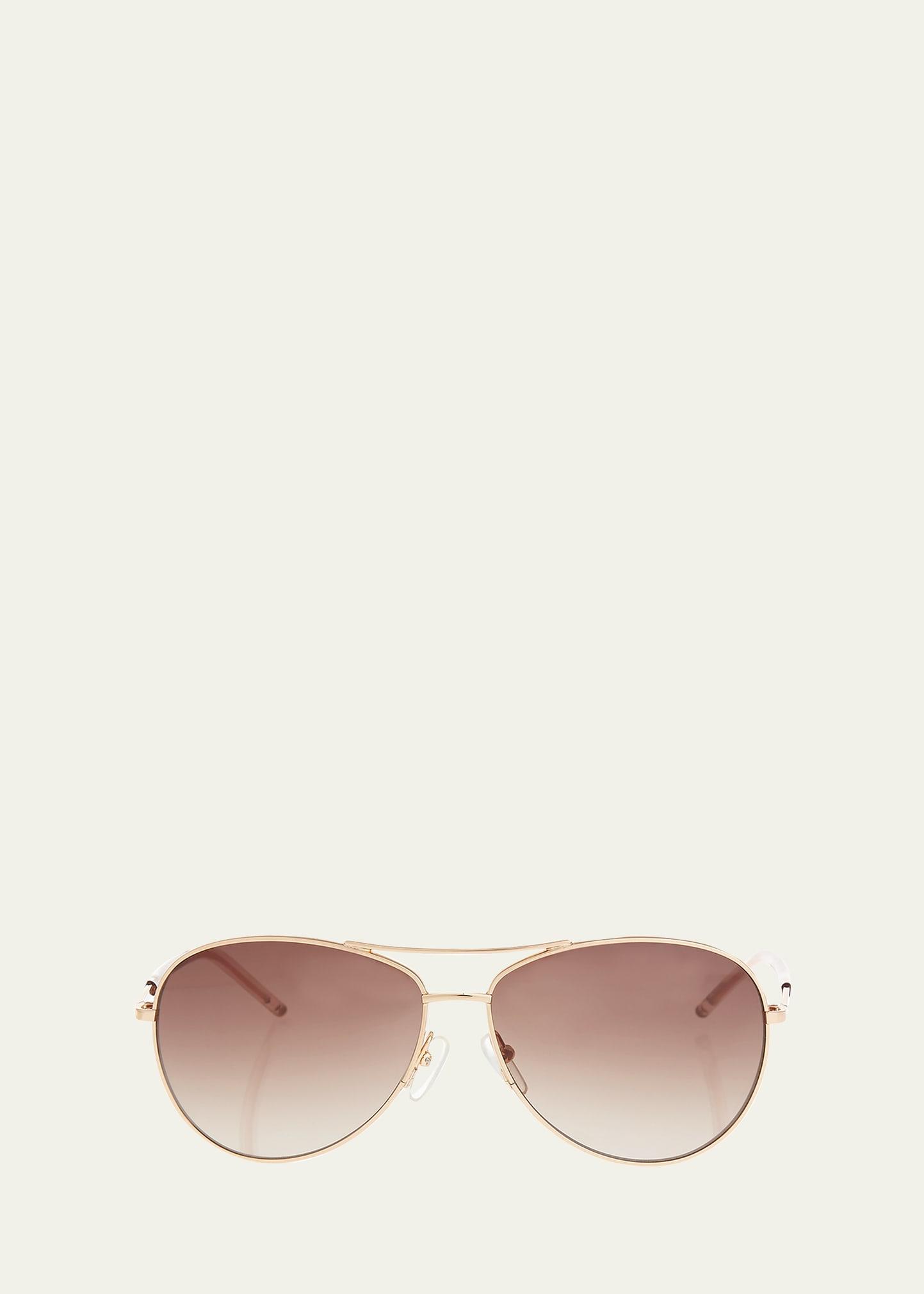 metal curved-brow aviator sunglasses