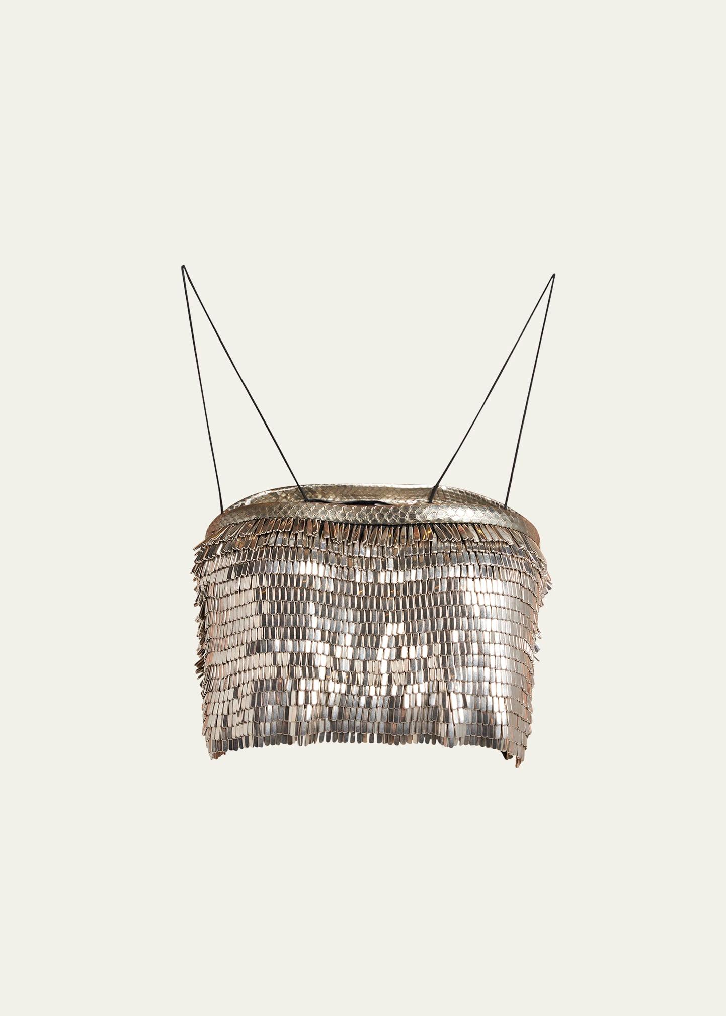 metal fringe embroidered crop top