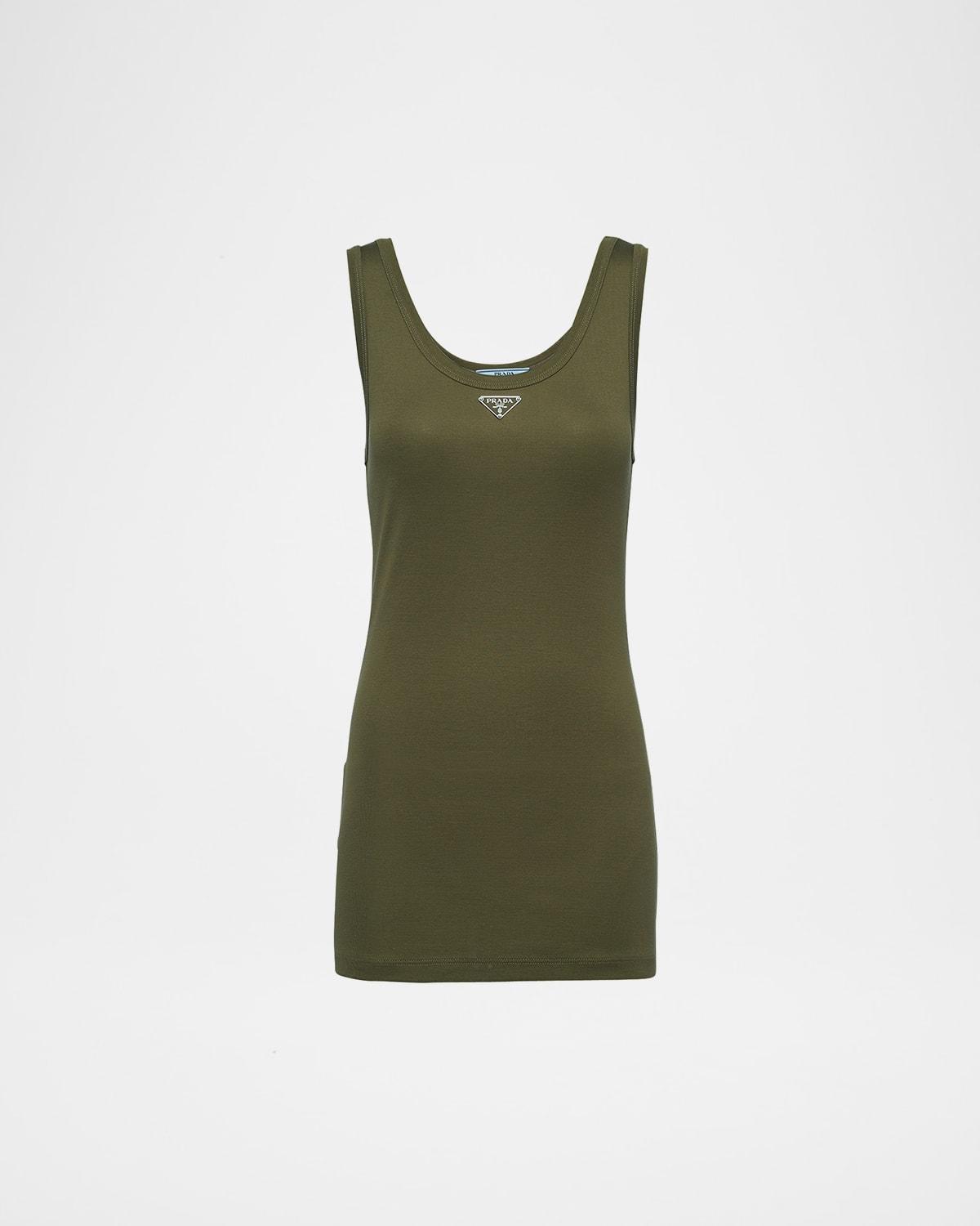 metal logo ribbed jersey tank top
