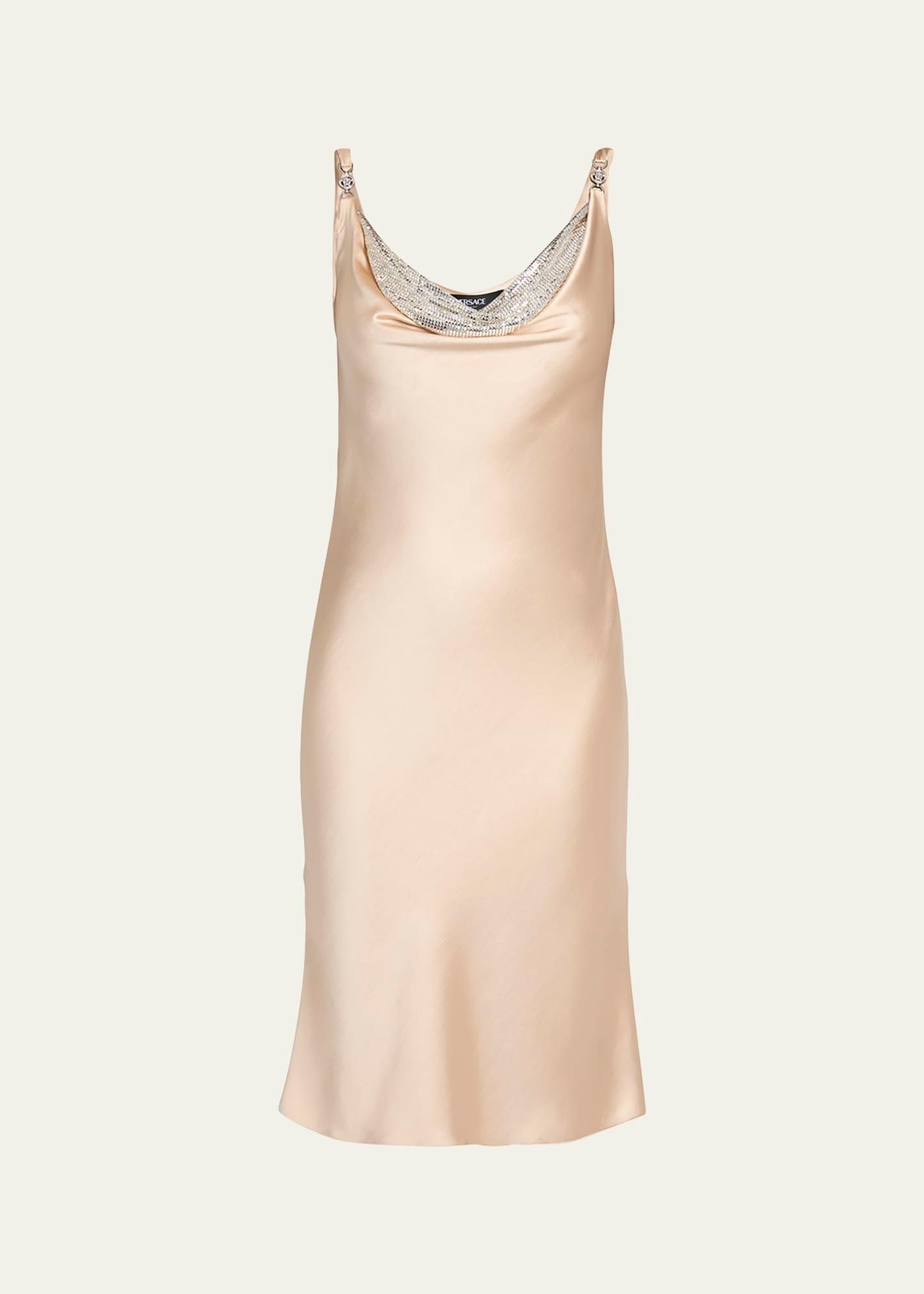 metal mesh satin cocktail dress