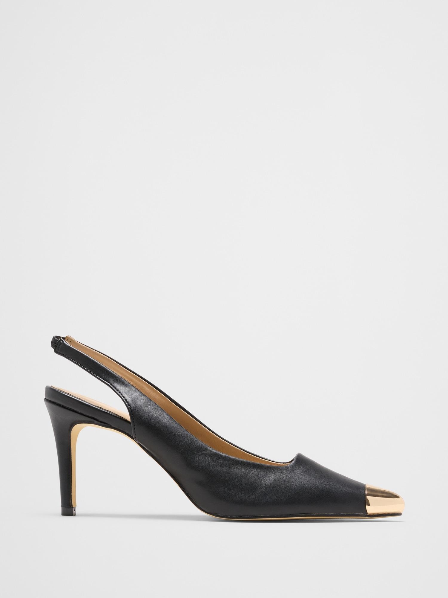 metal toe cap slingback heel