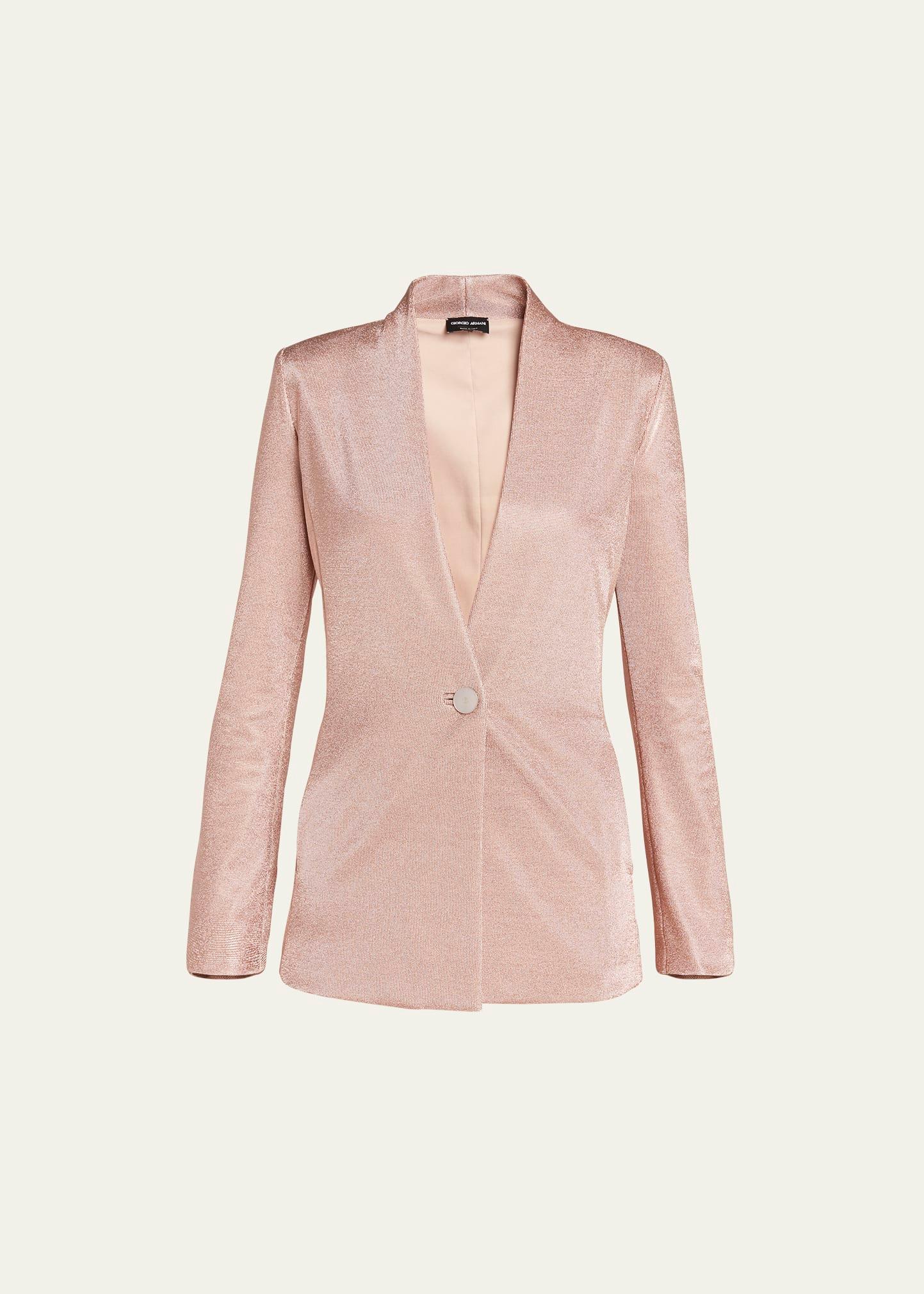 metallic bonded jersey one-button blazer
