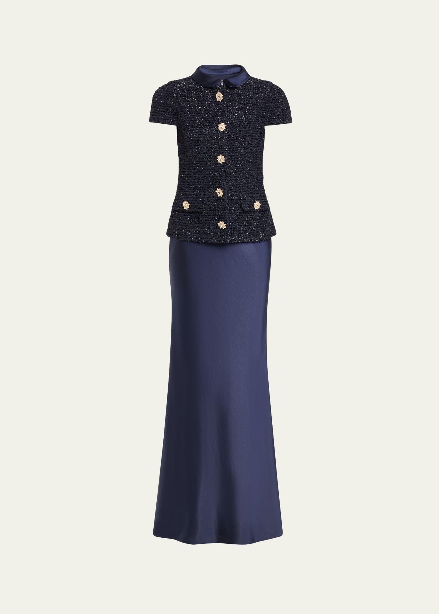 metallic boucle maxi dress