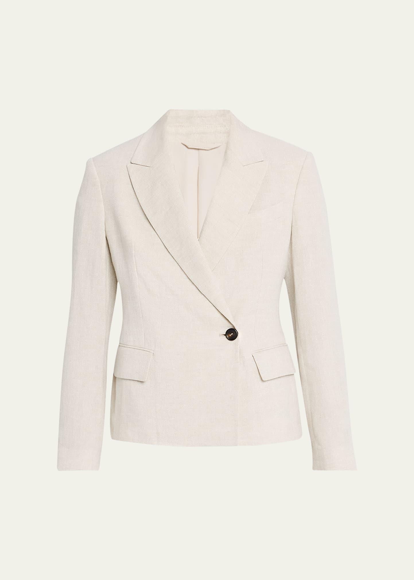 metallic canvas linen double-breasted jacket