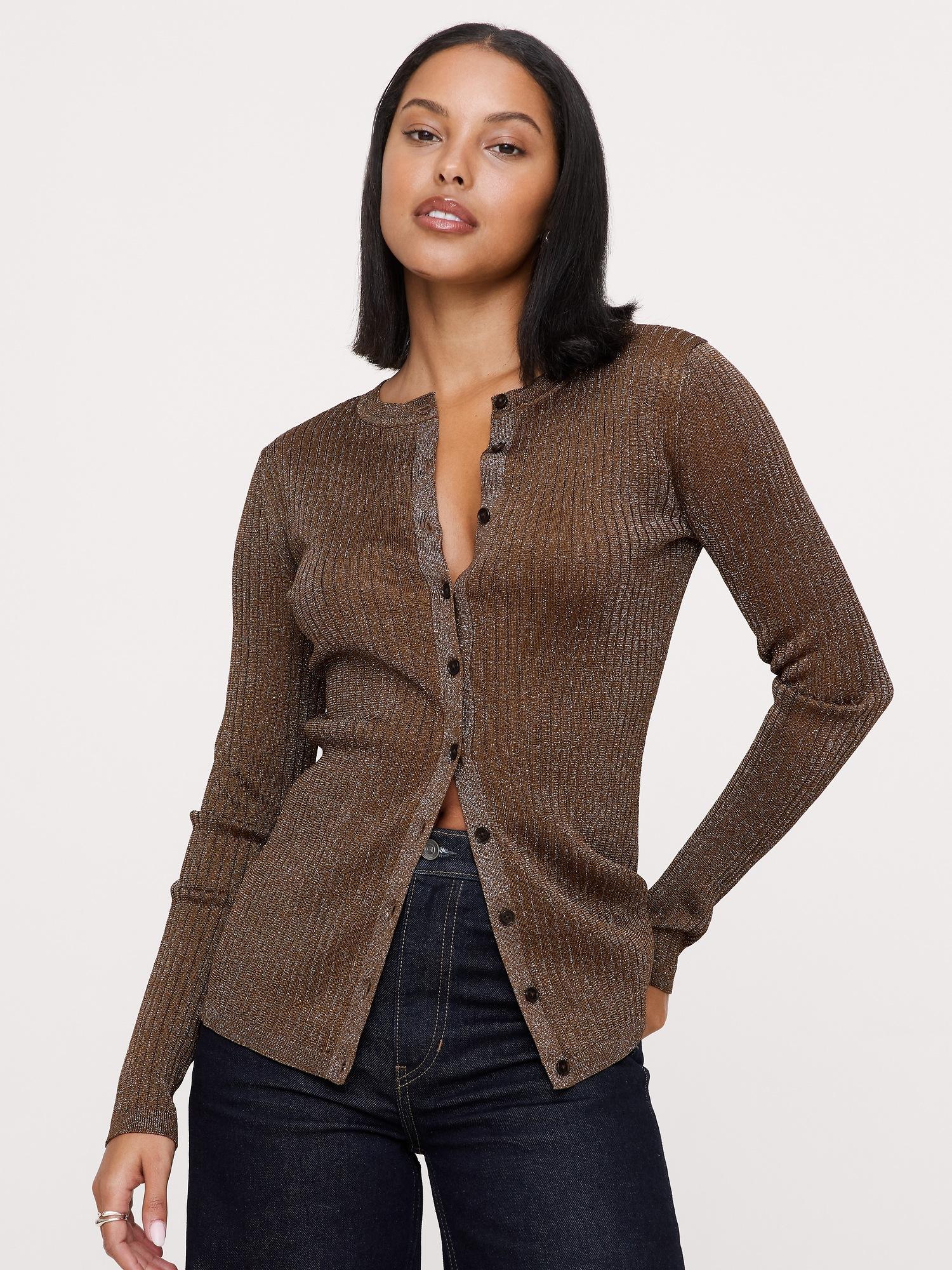 metallic cardigan sweater
