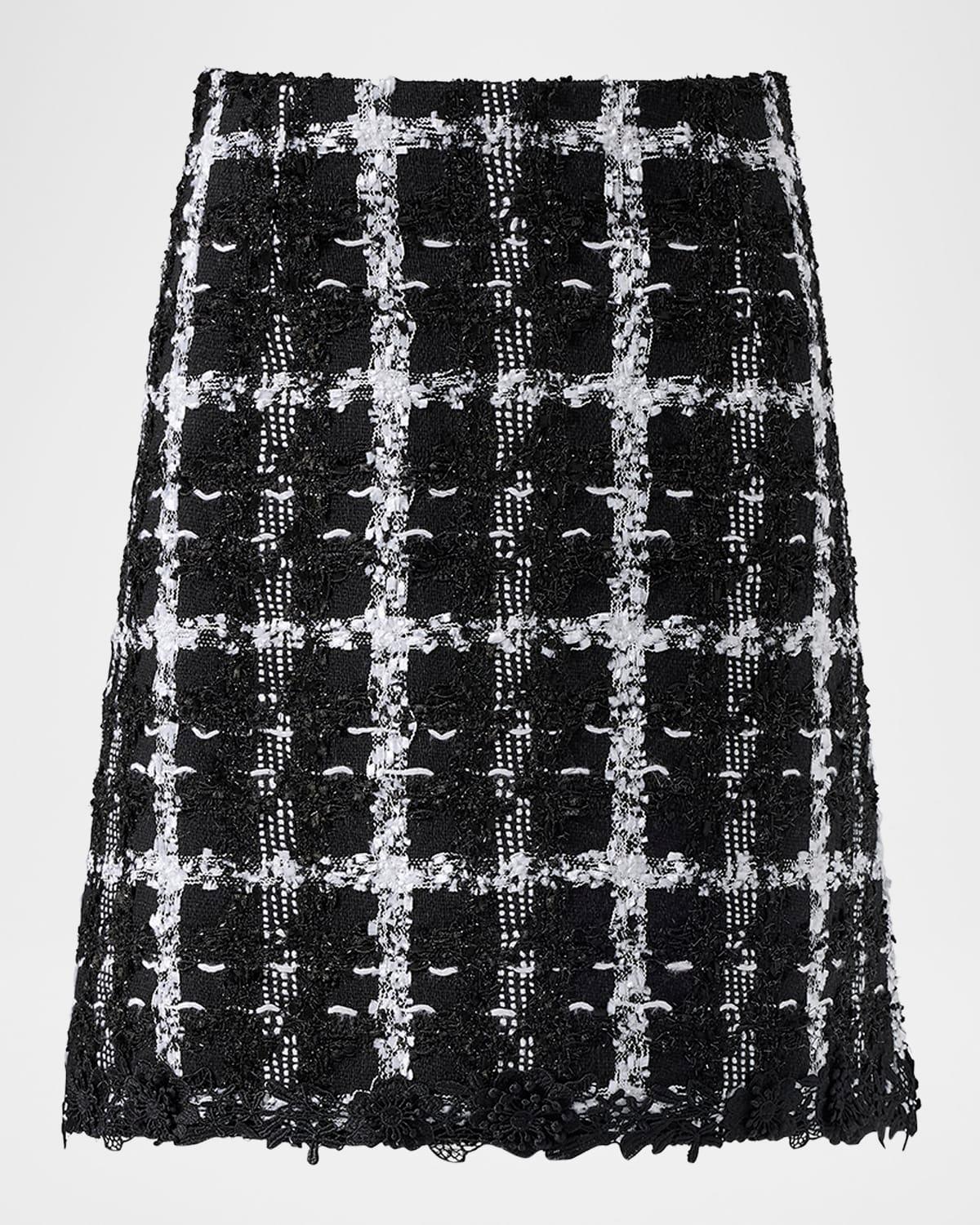 metallic check tweed a-line mini skirt