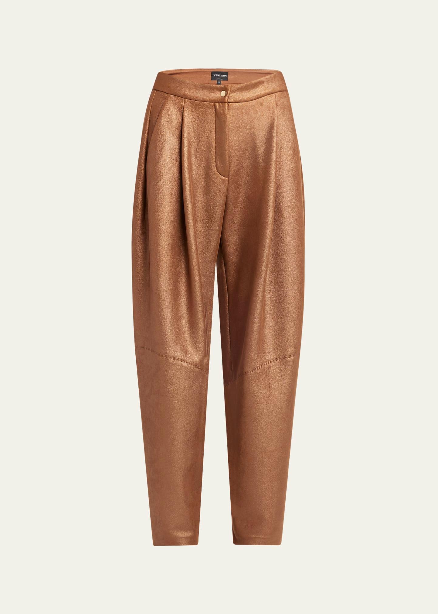 metallic-coated jersey trousers