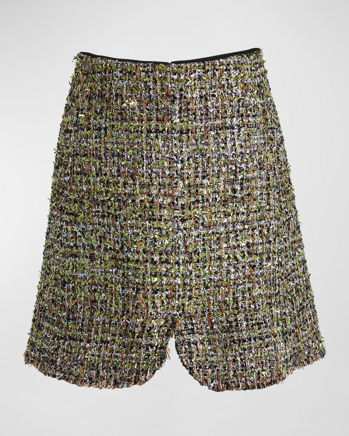 metallic eyelash tweed mini skirt