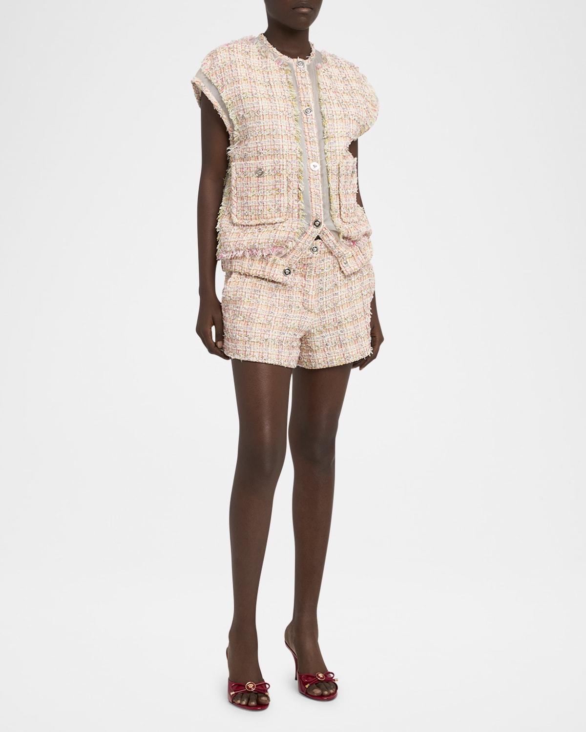 metallic fancy eyelash tweed shorts