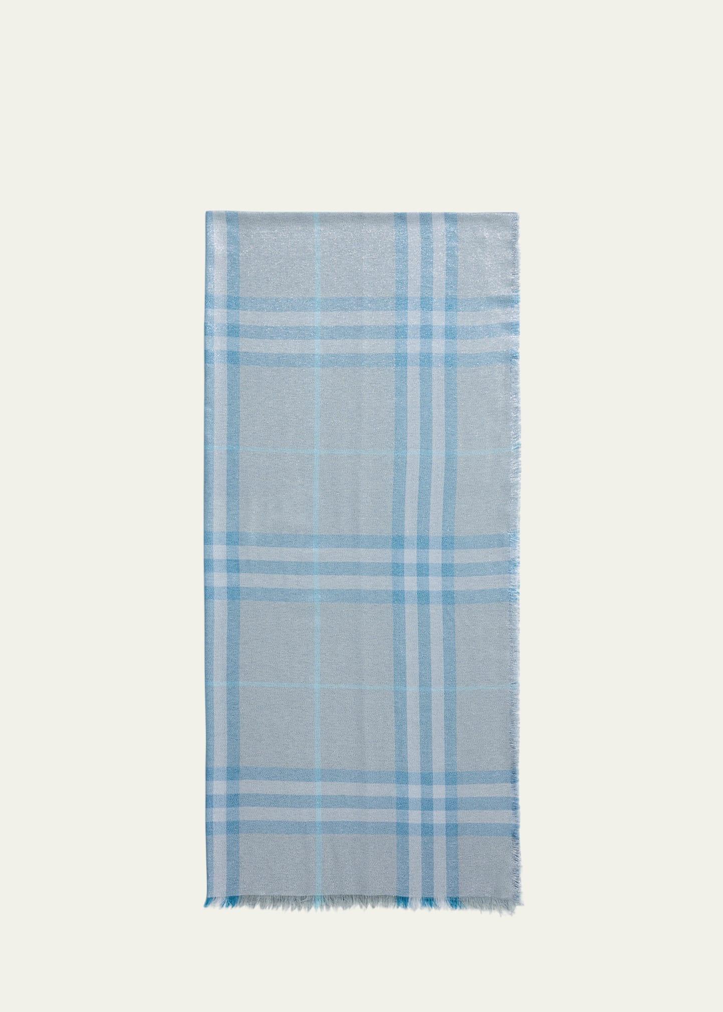 metallic giant check wool scarf