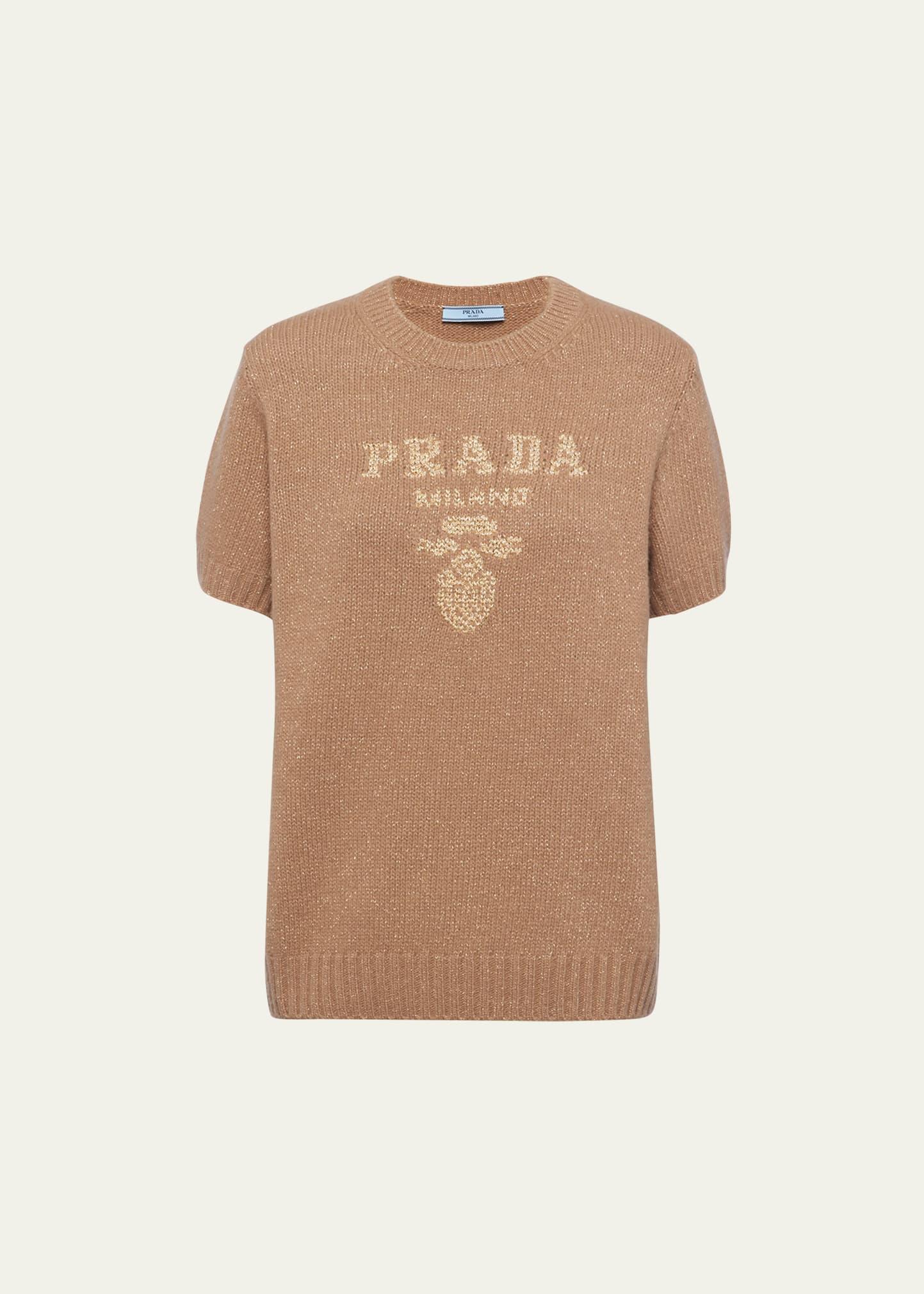 metallic logo intarsia boxy wool cashmere sweater