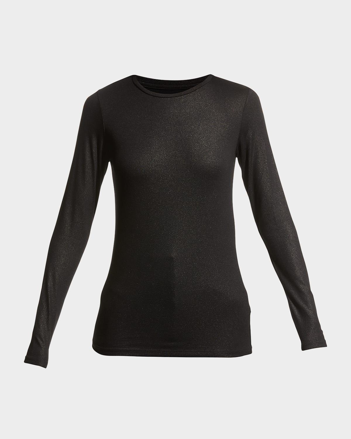 metallic long-sleeve viscose tee
