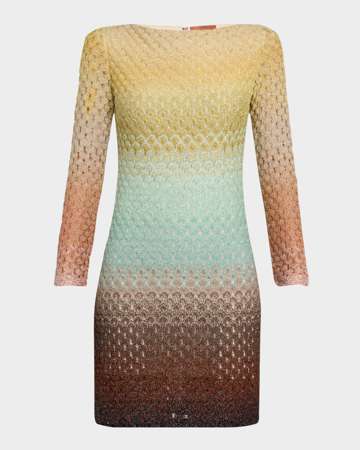 metallic ombre knit mini dress