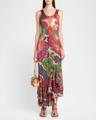 metallic printed sleeveless maxi dress
