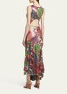 metallic printed sleeveless maxi dress