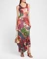 metallic printed sleeveless maxi dress