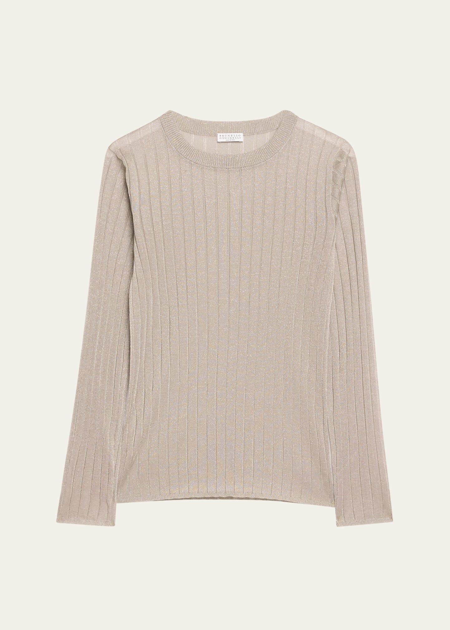 metallic rib fitted knit sweater