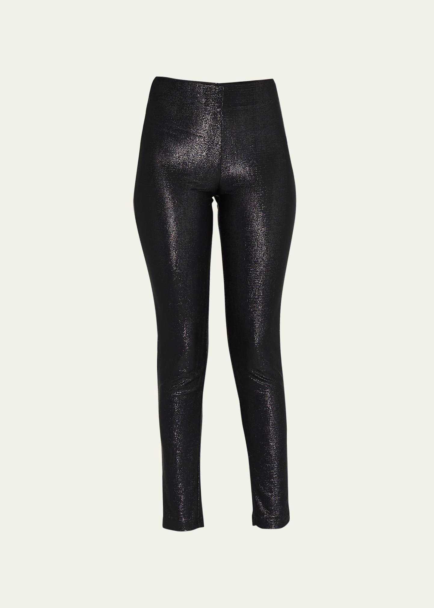 metallic sparkle skinny-leg ankle pants