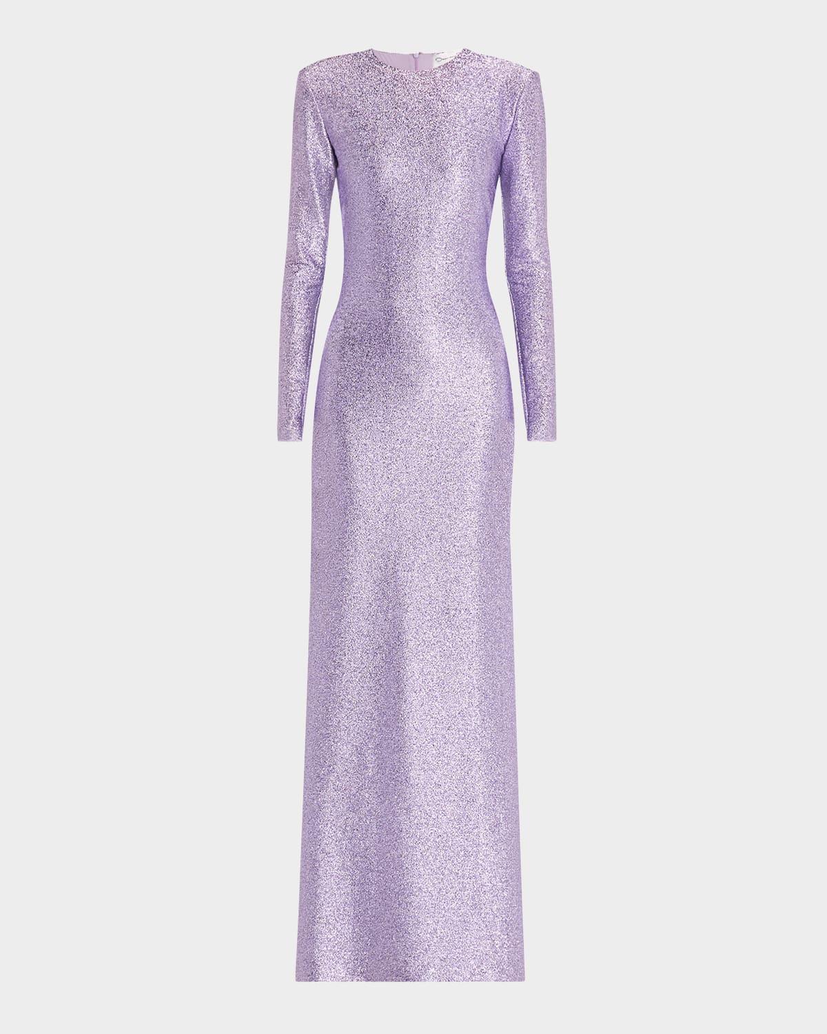 metallic stretch lame strong-shoulder gown