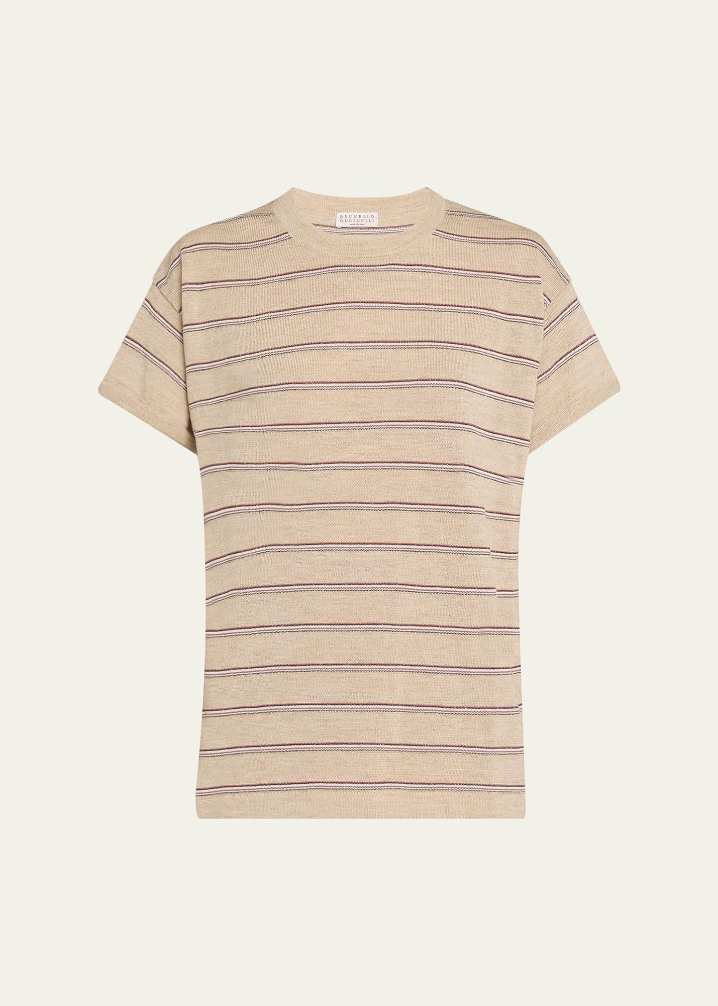 metallic striped linen knit t-shirt