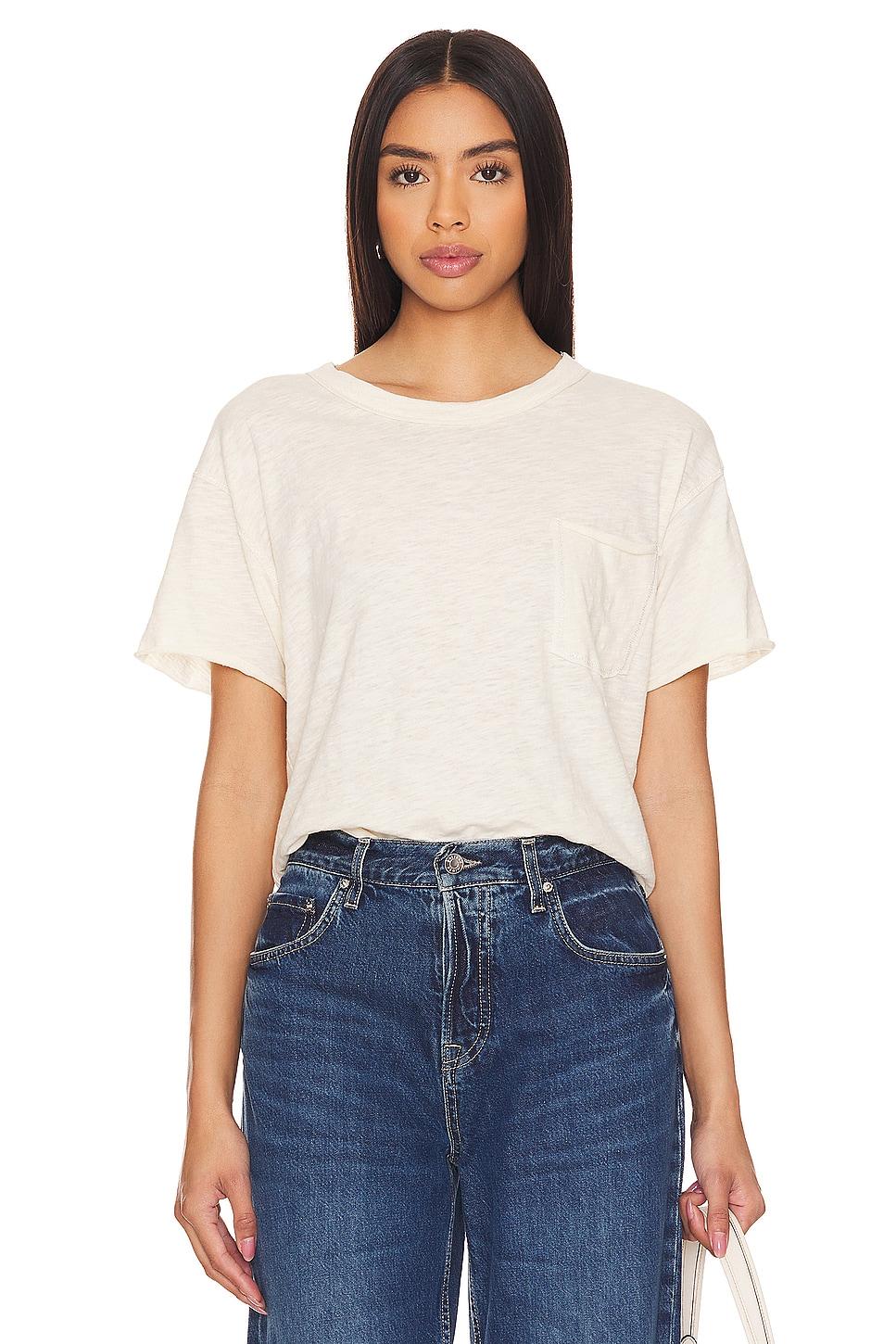 metallic thread cotton pocket tee