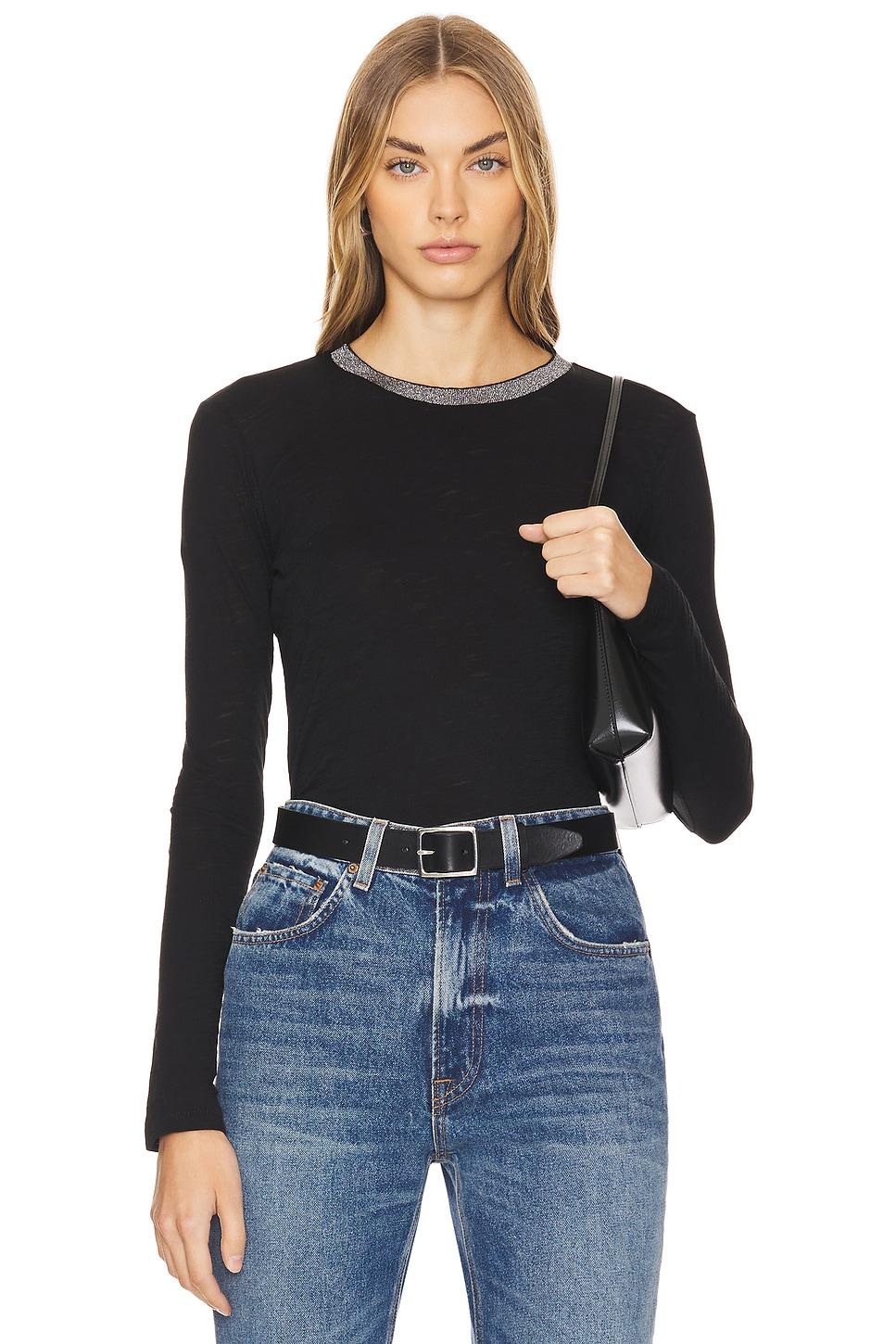 metallic trim long sleeve tee