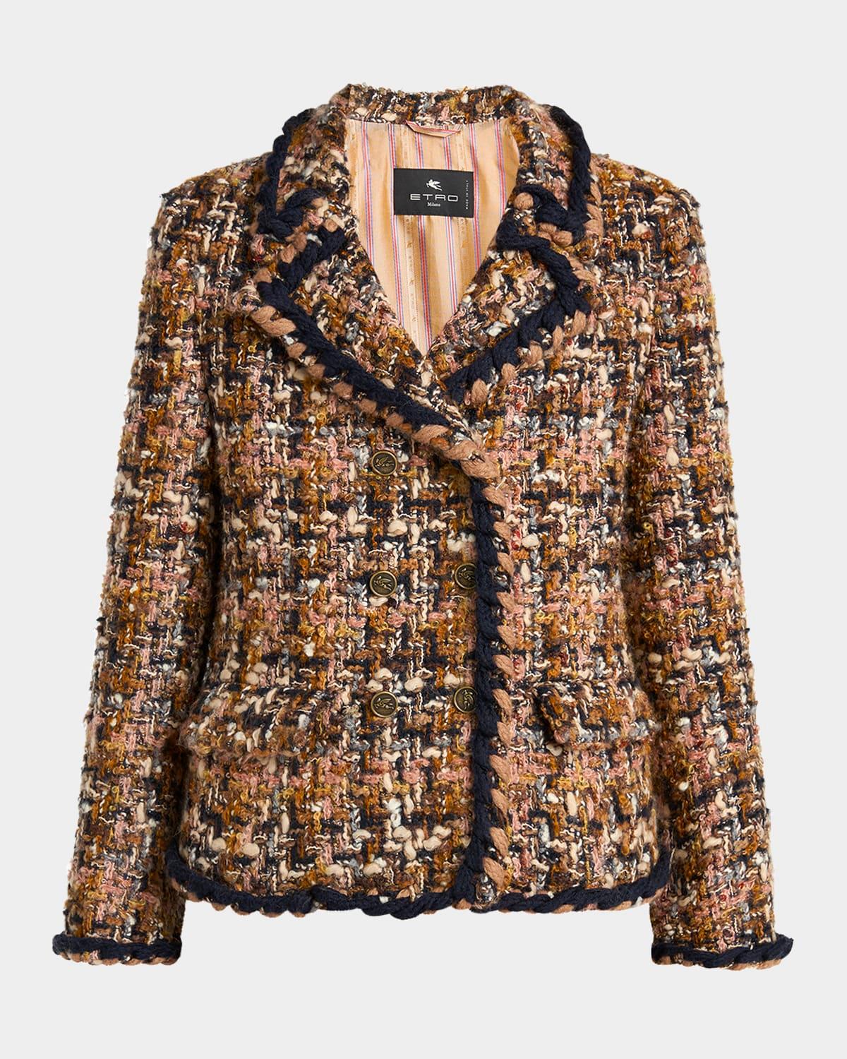metallic tweed double-breasted jacket