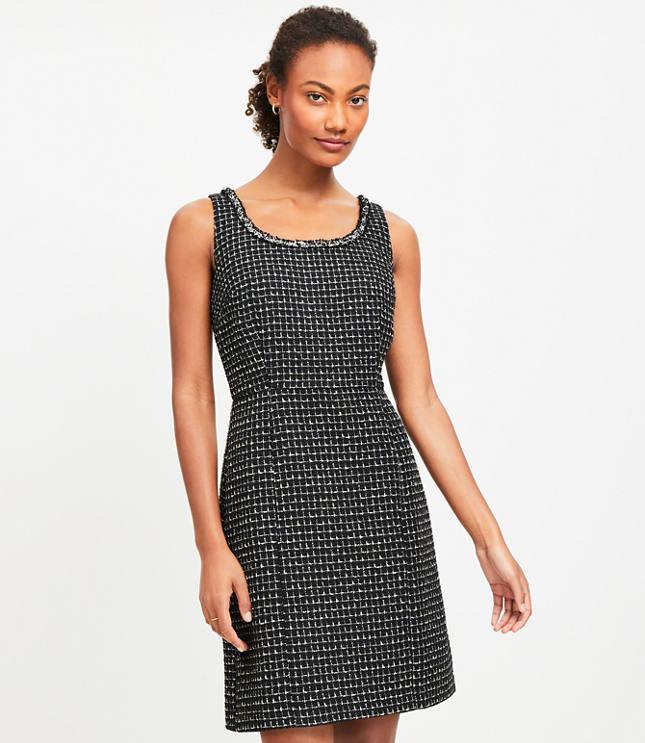 metallic tweed mini flare dress