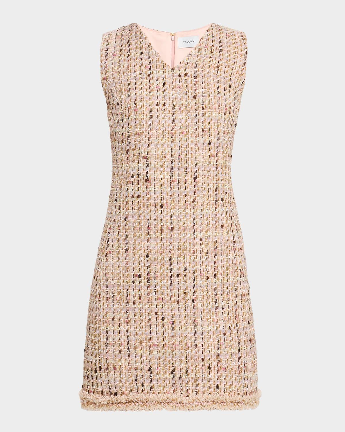 metallic tweed sleeveless mini dress