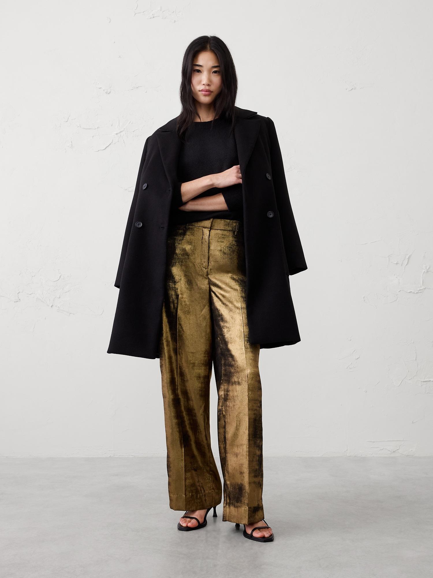 metallic wide-leg pant