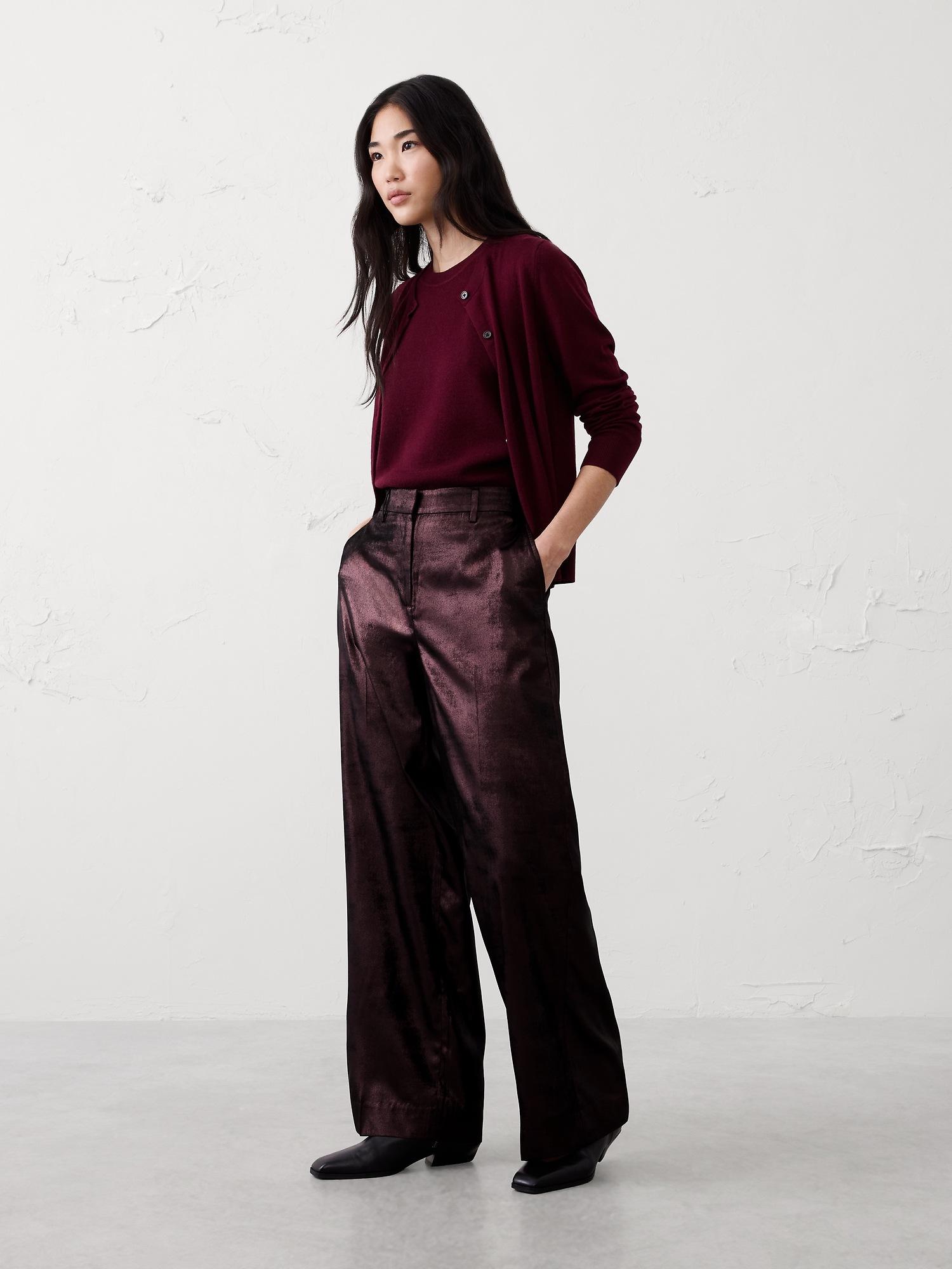 metallic wide-leg pant