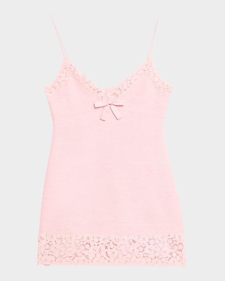 meva lace-trim tweed mini dress