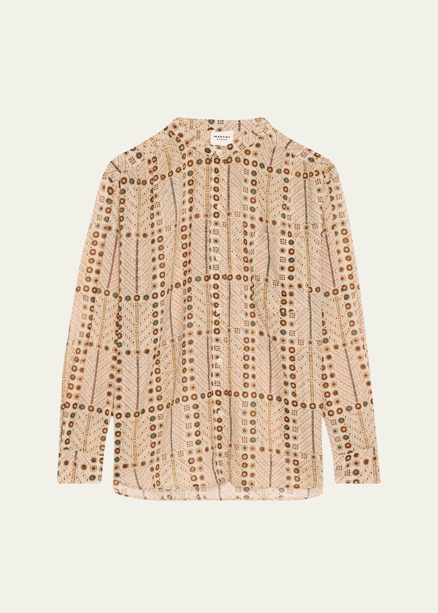 mexika printed long-sleeve blouse
