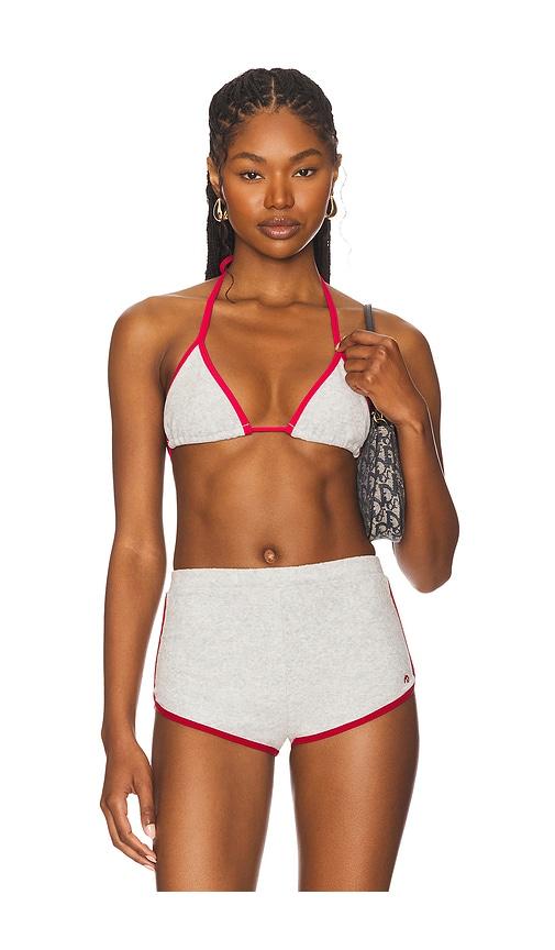miaou kauai bikini top in light grey.
