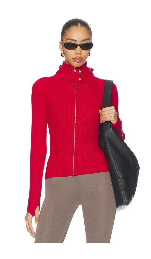 miaou lena zip up hoodie in red.