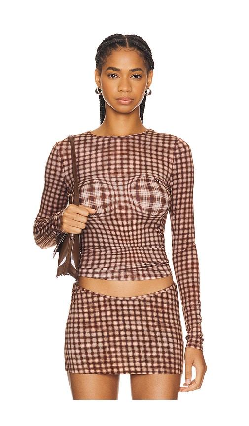 miaou long sleeve tee in brown.