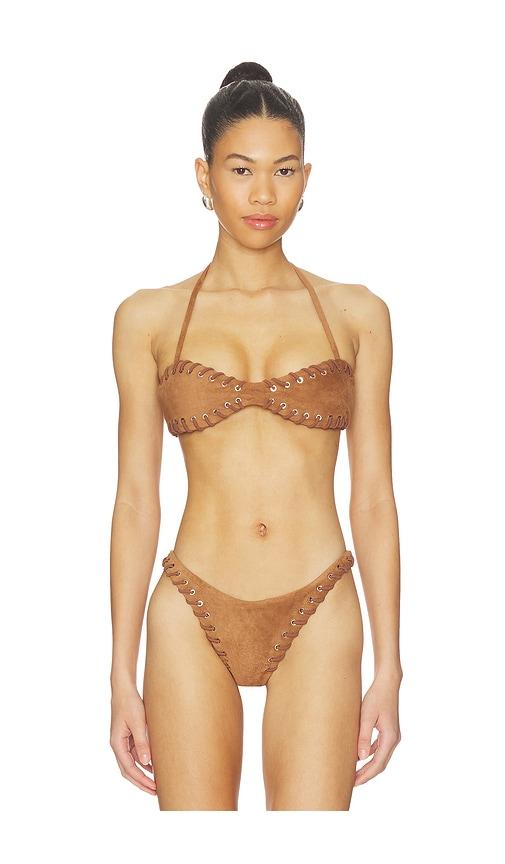 miaou rio bikini top in tan.