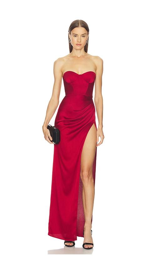 michael costello x revolve batida gown in red.