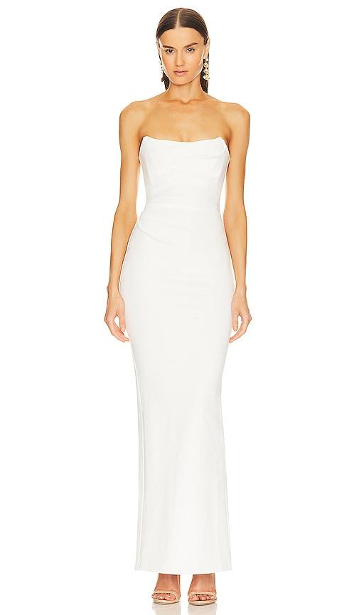 michael costello x revolve briggs gown in ivory.