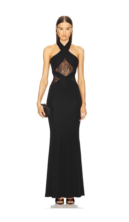 michael costello x revolve calithea gown in black.