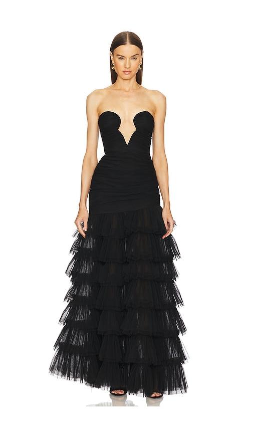 michael costello x revolve elizabeth gown in black.