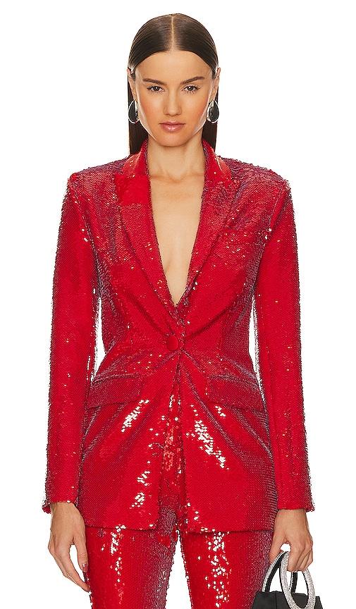 michael costello x revolve harlow blazer in red.