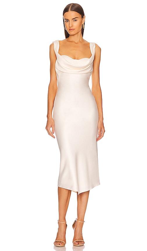michael costello x revolve kylen midi dress in ivory.