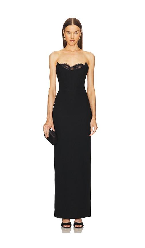 michael costello x revolve louisa gown in black.