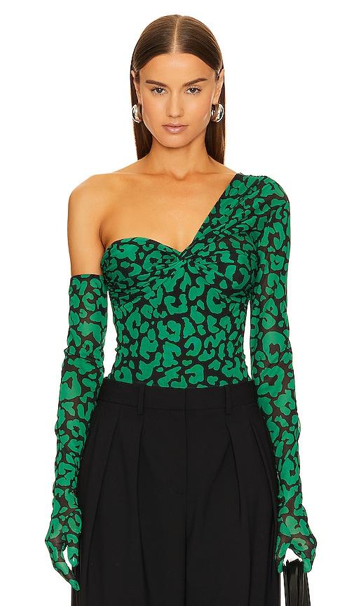 michael costello x revolve nobu bodysuit in green.