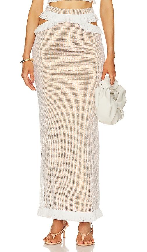 michael costello x revolve noomi maxi skirt in white.