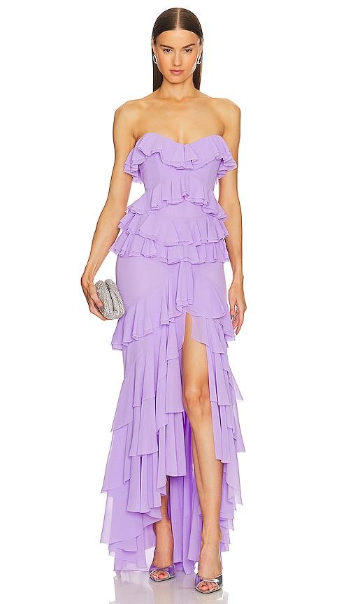michael costello x revolve oleksandra gown in lavender.
