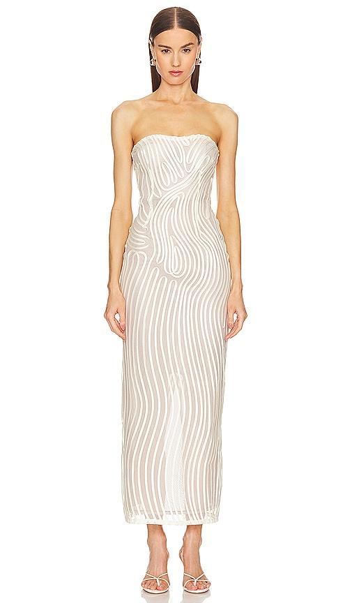 michael costello x revolve opal midi dress in ivory.