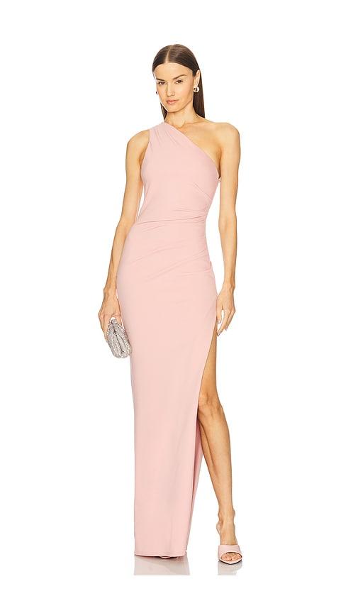 michael costello x revolve solenn gown in blush.