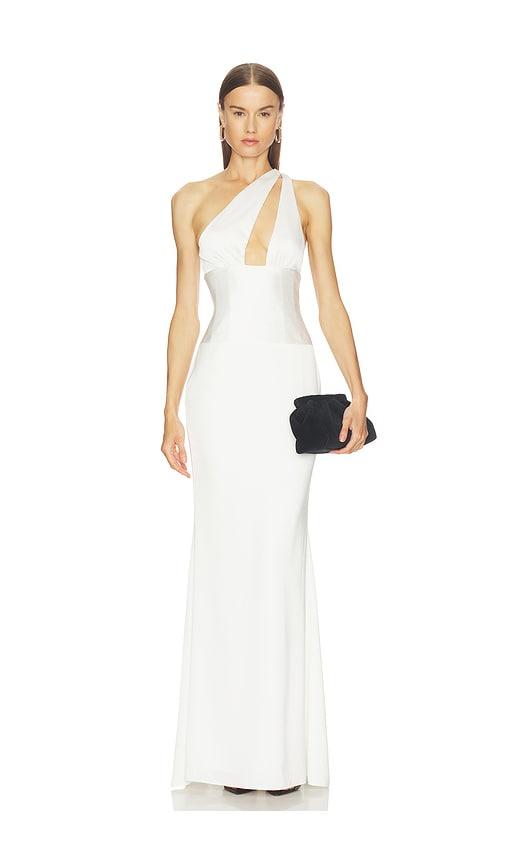 michael costello x revolve sorbara gown in ivory.